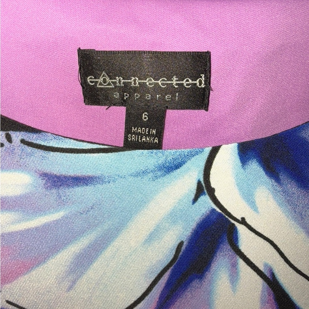 Connected Apparel Black and Purple Floral Midi Dress Size 6 - Picture 3 of 6